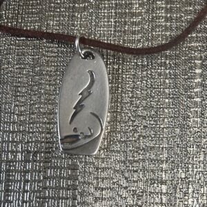 Leather Cord Necklace with Silver Fish Pendan women’s and Men’s sterling silver
